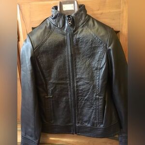 Via Spiga Black Leather Jacket woman size XS